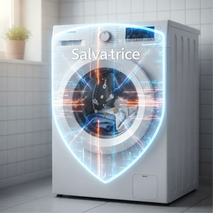 Lavatrice con dispositivo magnetico Salva-Trice® installato – protezione brevettata contro oggetti metallici e rotture della pompa di scarico